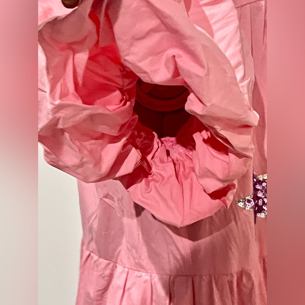 Peach Love California Pink Baby Doll Dress Sequin patches & sequin hem sz L - Picture 8 of 14